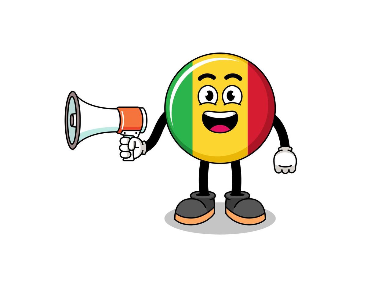 ilustración de dibujos animados de bandera de mali con megáfono vector