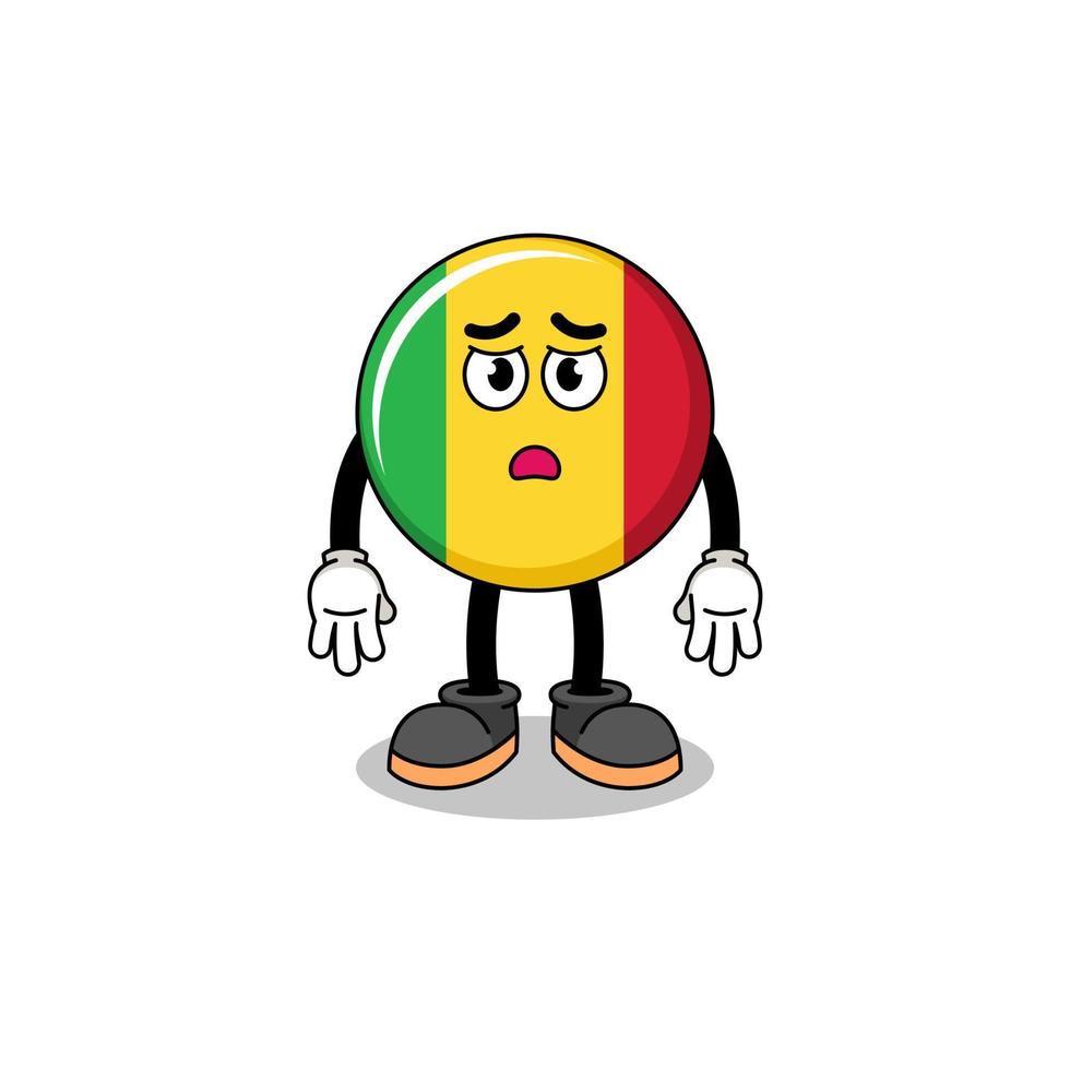 mali flag cartoon illustration with sad face vector