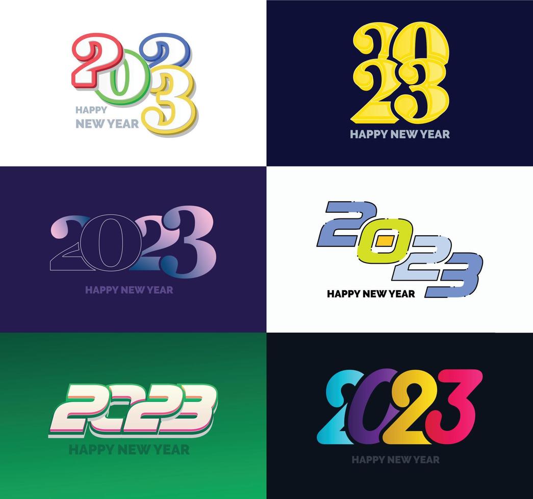 Big Collection of 2023 Happy New Year symbols Cover of business diary for 2023 with wishes vector