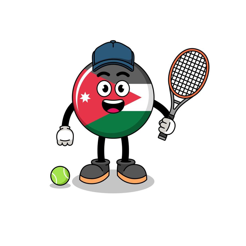ilustración de la bandera de jordania como jugador de tenis vector
