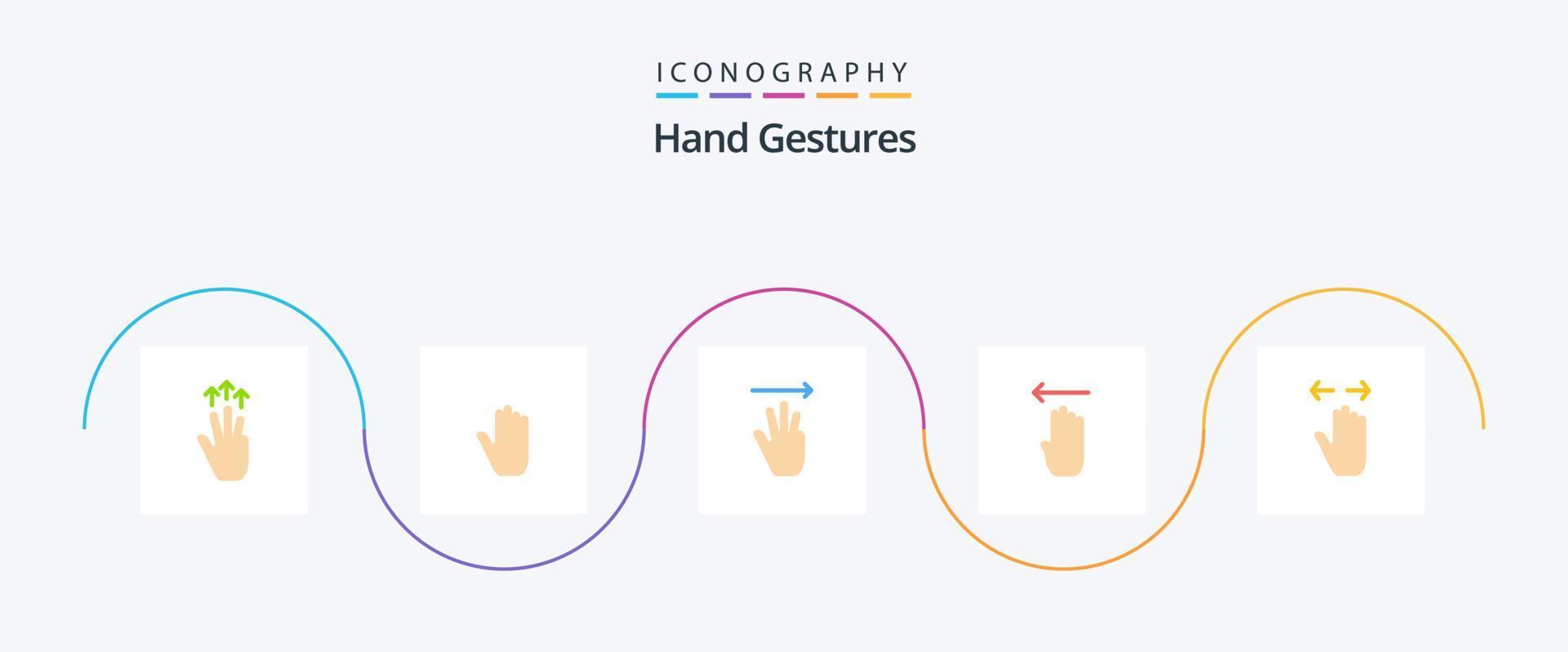 Hand Gestures Flat 5 Icon Pack Including left. four. interface. finger. up vector