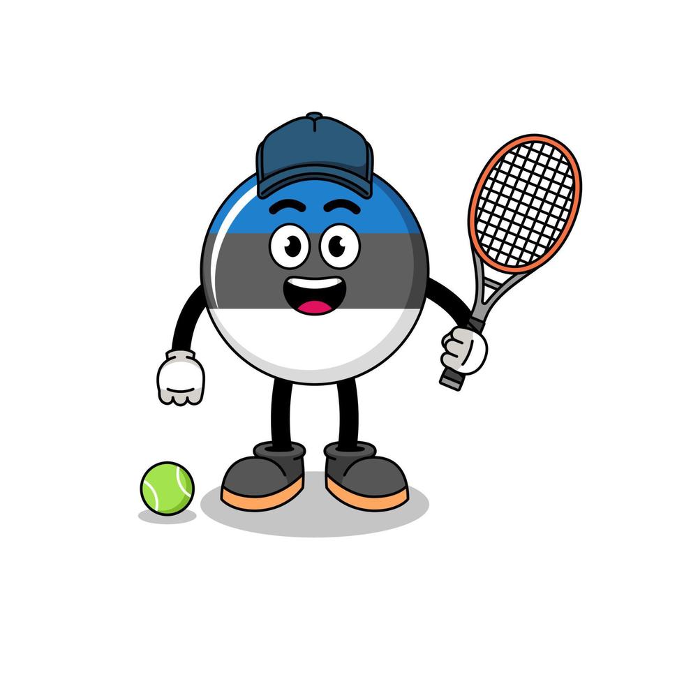 ilustración de la bandera de estonia como jugador de tenis vector