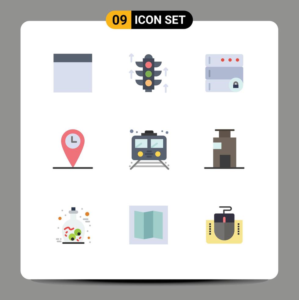 Universal Icon Symbols Group of 9 Modern Flat Colors of building transportation geo transport public Editable Vector Design Elements