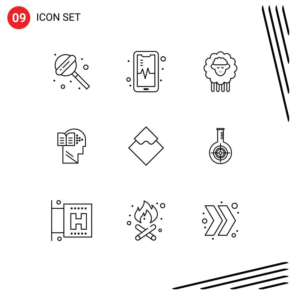 Set of 9 Modern UI Icons Symbols Signs for cryptocurrency coin sheep waves head Editable Vector Design Elements