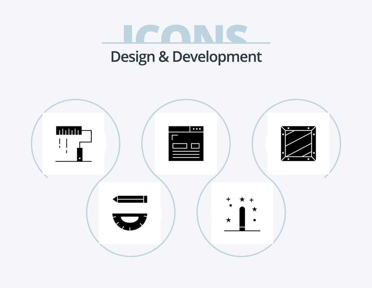 Design and Development Glyph Icon Pack 5 Icon Design. development. coding. magic. programing. development vector