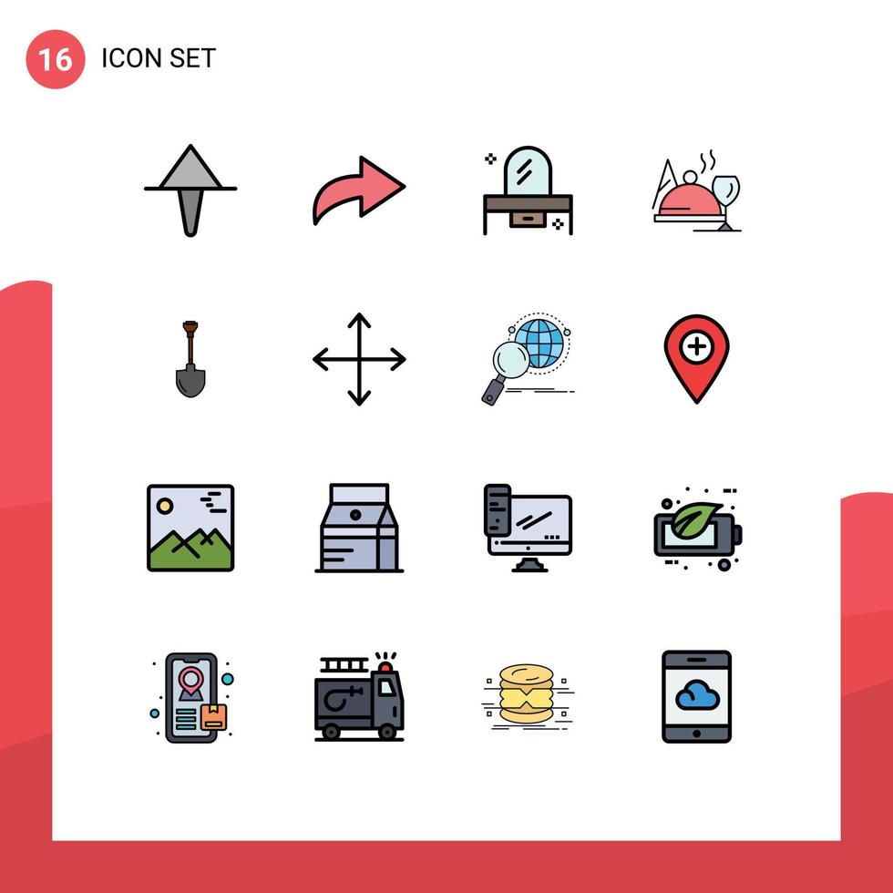 paquete de iconos de vector de stock de 16 signos y símbolos de línea para reparar pala aparador showel comida elementos de diseño de vector creativo editable