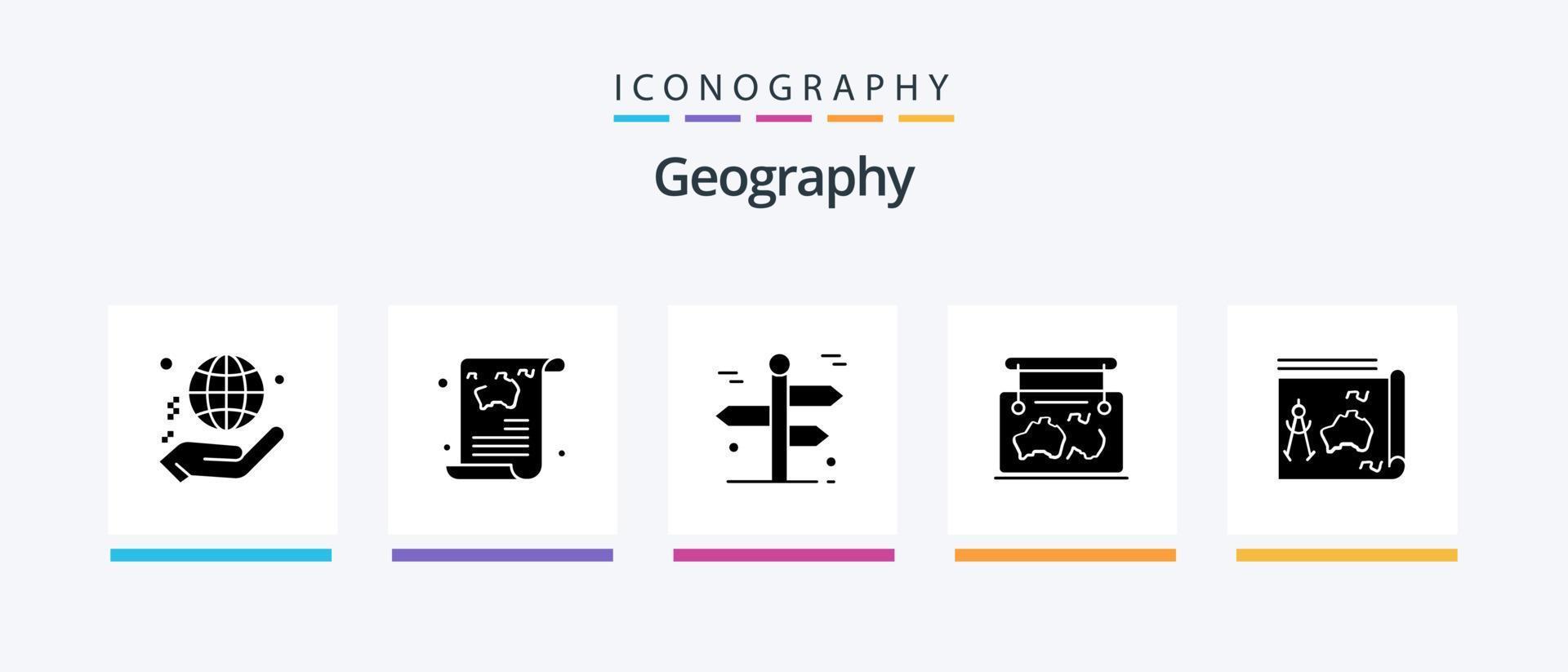 Geo Graphy Glyph 5 Icon Pack Including location. frame. travel. trip. travel. Creative Icons Design vector