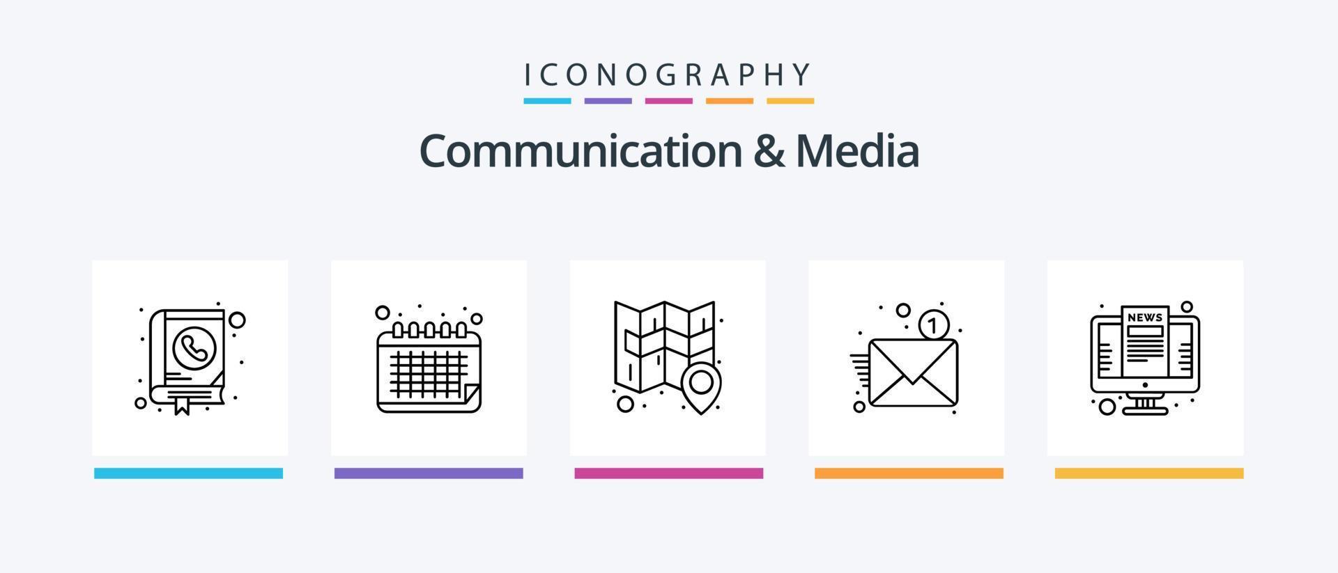 Communication And Media Line 5 Icon Pack Including cordless phone. teamwork. cloud. team. gear. Creative Icons Design vector