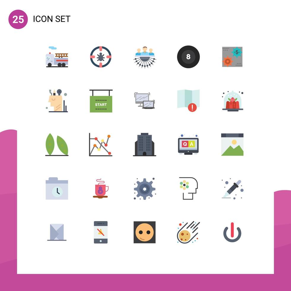 conjunto de 25 iconos modernos de la interfaz de usuario signos de símbolos para la asignación de capital deportivo billar subcontratar elementos de diseño vectorial editables vector