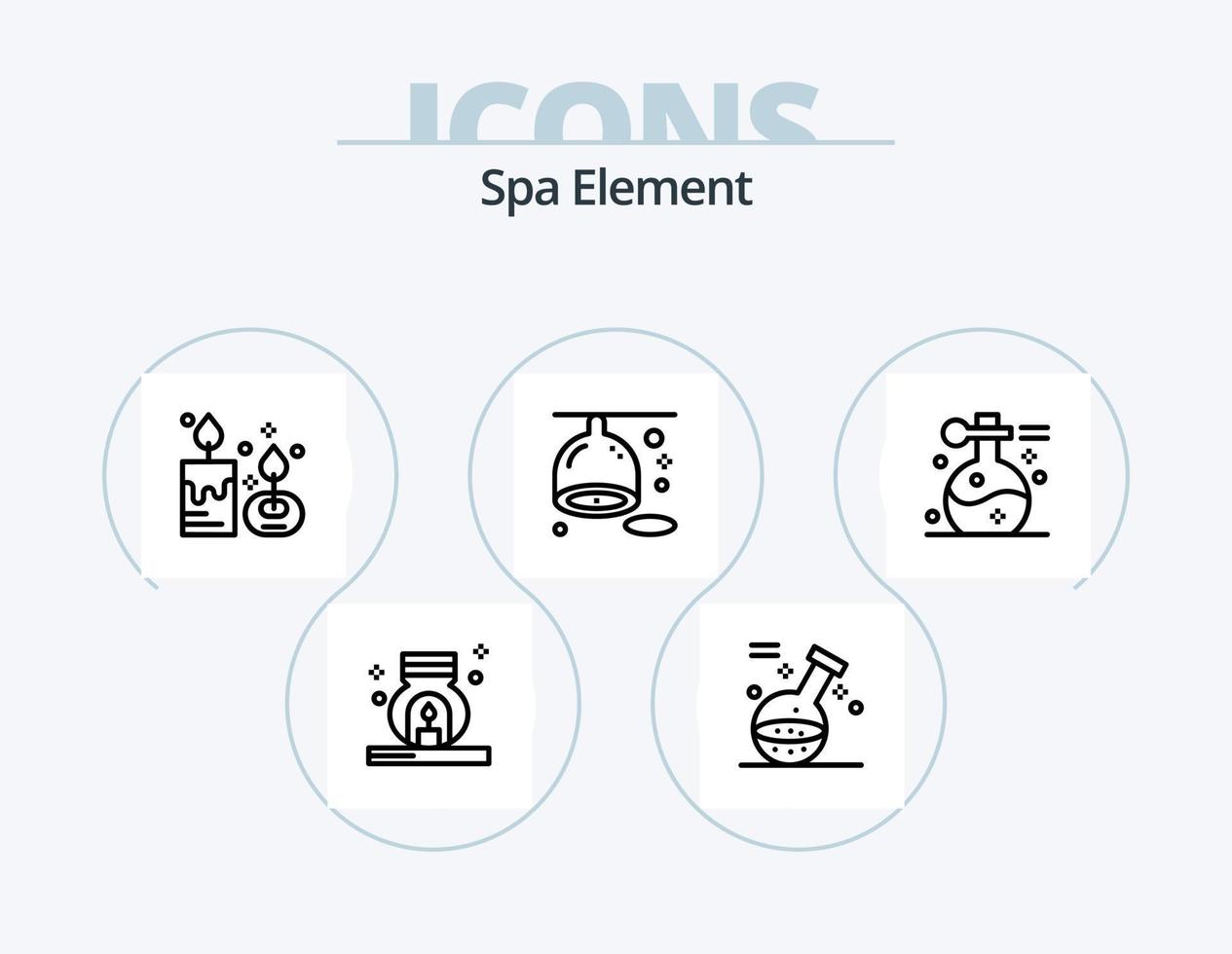 paquete de iconos de línea de elementos de spa 5 diseño de iconos. limpieza. spa. quemador. líquido. gota vector