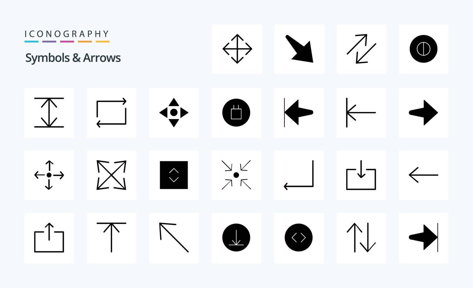 25 Symbols  Arrows Solid Glyph icon pack vector