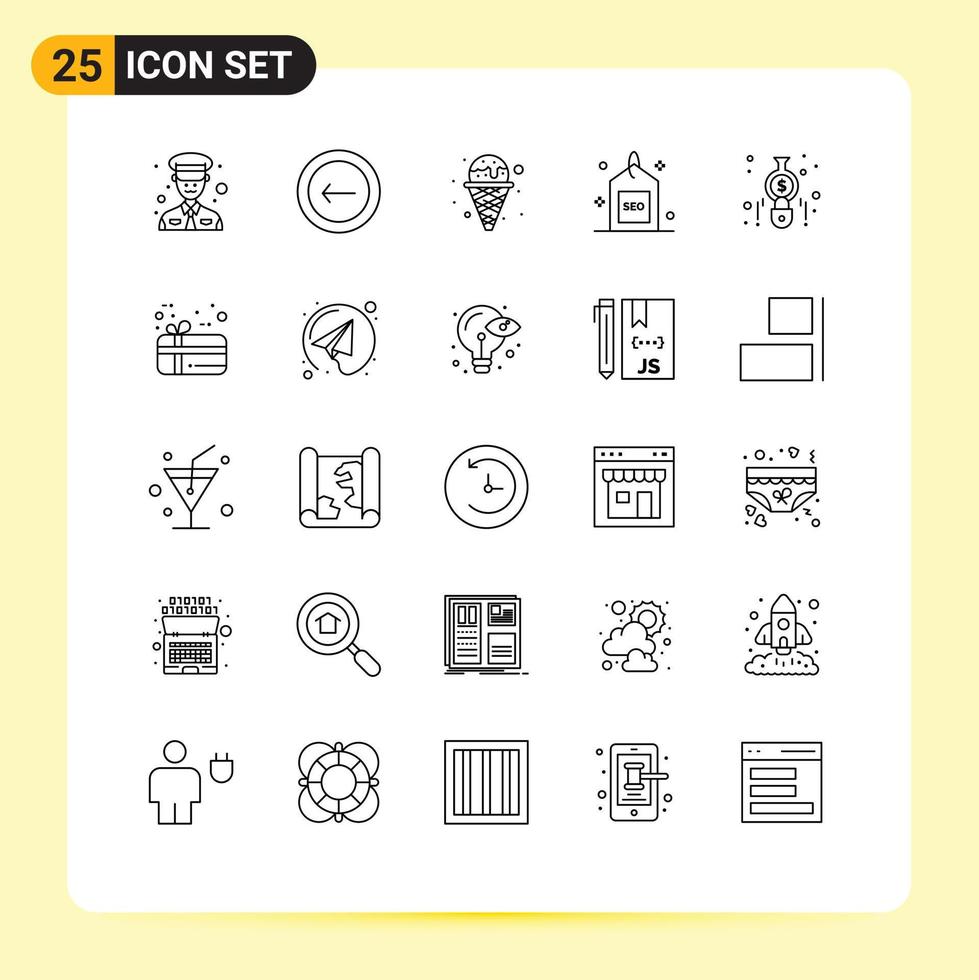 25 Creative Icons Modern Signs and Symbols of calculate seo ice search media Editable Vector Design Elements