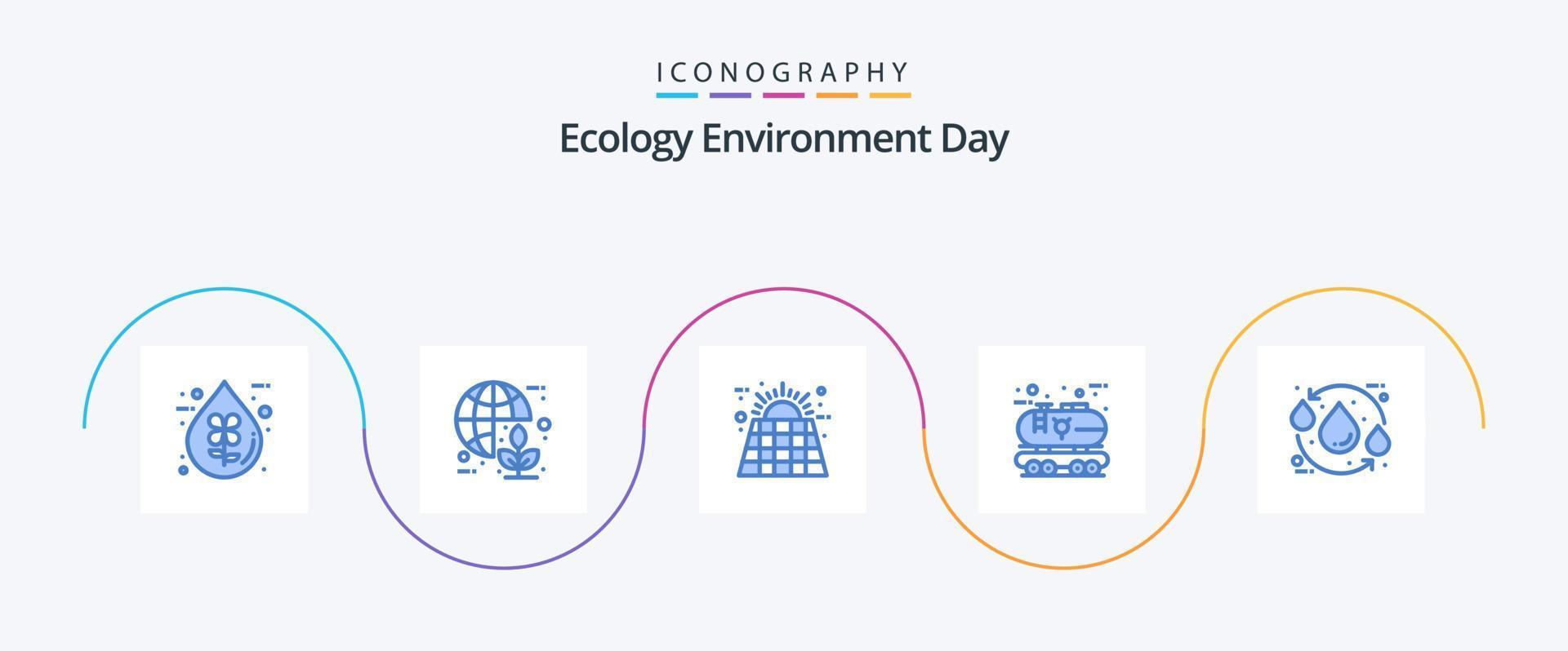 paquete de iconos de ecología azul 5 que incluye energía. ecológico mundo. energía. solar vector