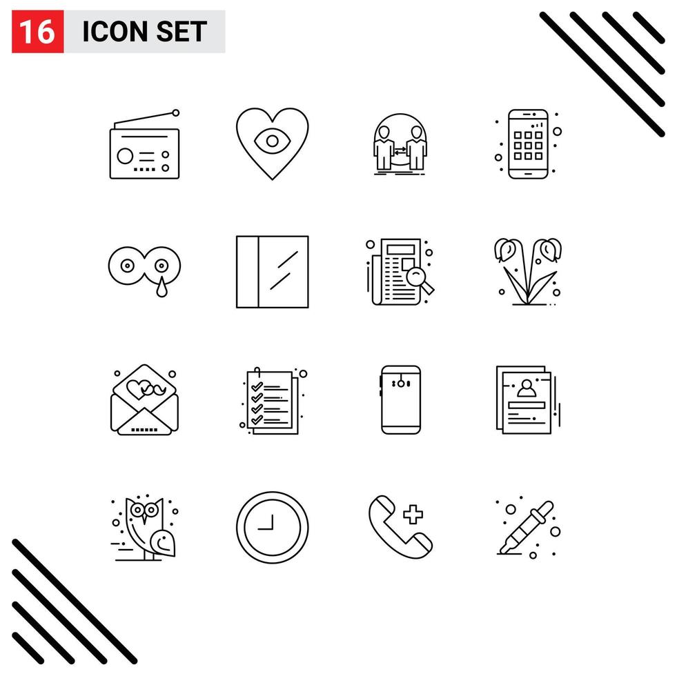 Stock Vector Icon Pack of 16 Line Signs and Symbols for milk breast clone smartphone app Editable Vector Design Elements