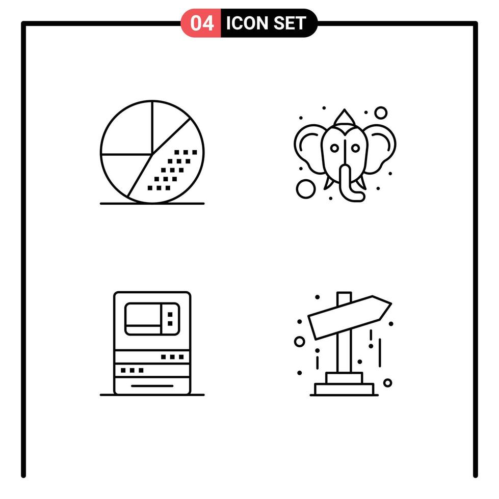 Modern Set of 4 Filledline Flat Colors and symbols such as engine atm search ganesha machine Editable Vector Design Elements