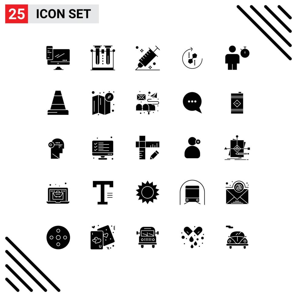 25 User Interface Solid Glyph Pack of modern Signs and Symbols of recycle puzzle testing tool design Editable Vector Design Elements