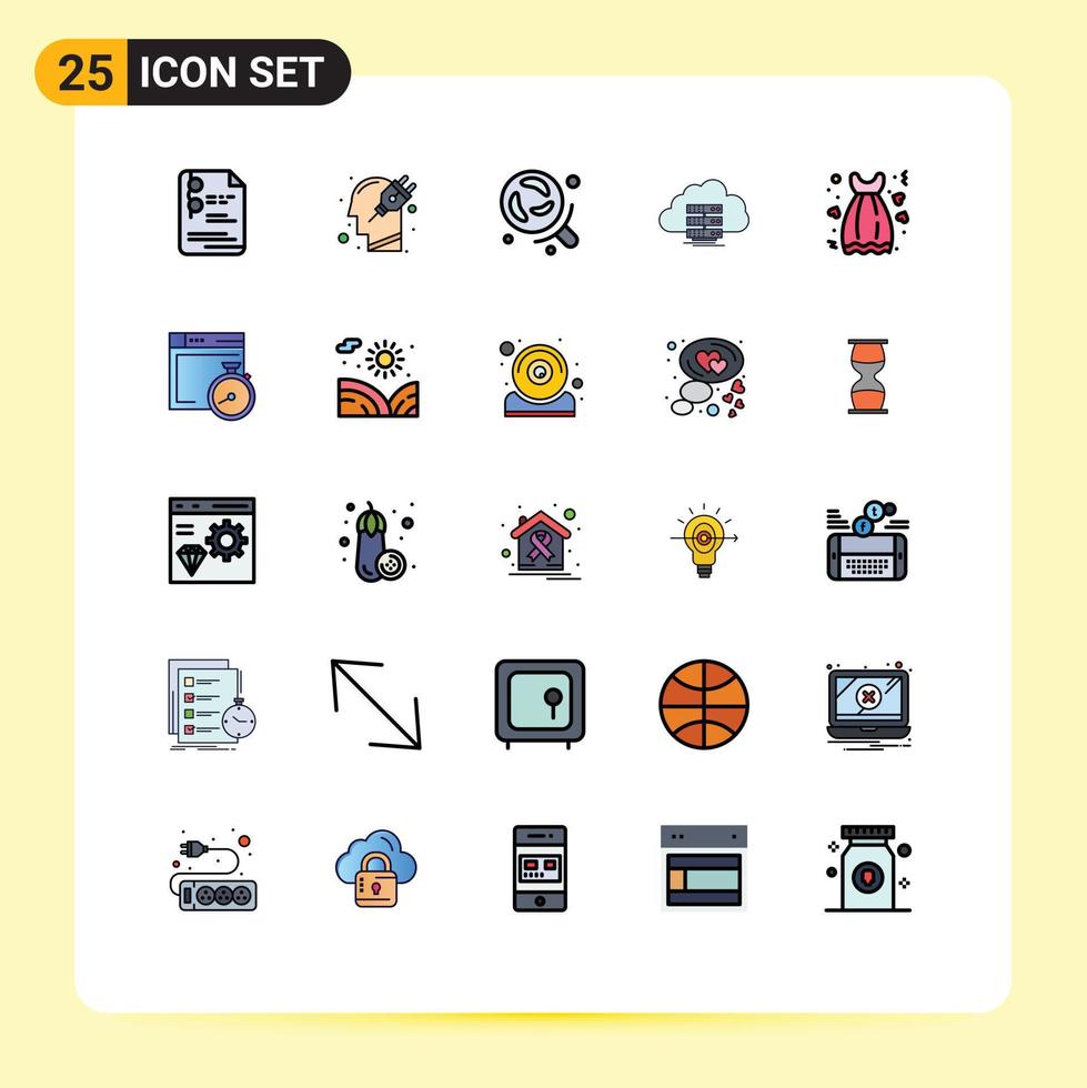 Universal Icon Symbols Group of 25 Modern Filled line Flat Colors of flow computing plugin storage science Editable Vector Design Elements