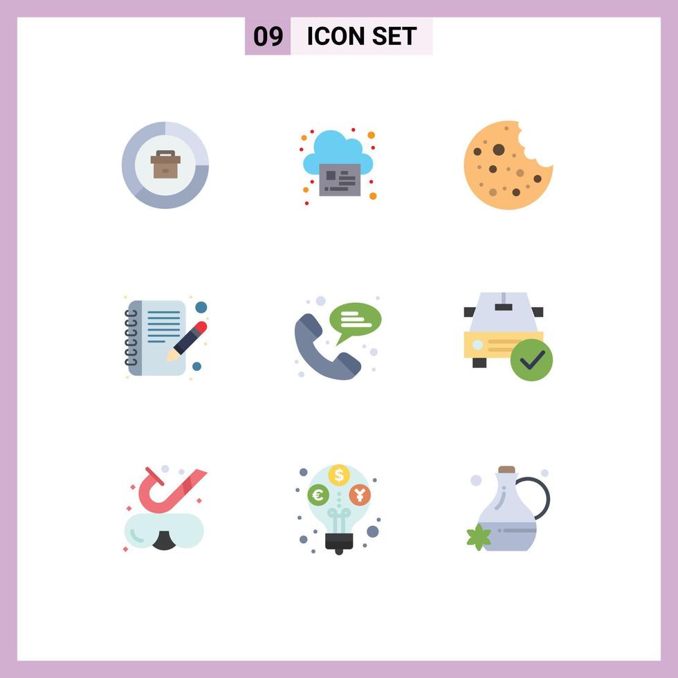 Stock Vector Icon Pack of 9 Line Signs and Symbols for chat web cloud write book Editable Vector Design Elements