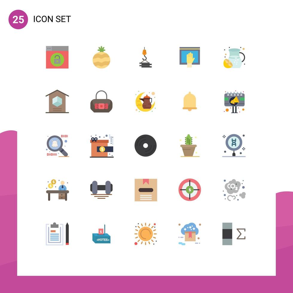 25 Universal Flat Color Signs Symbols of summer open construction internet content Editable Vector Design Elements