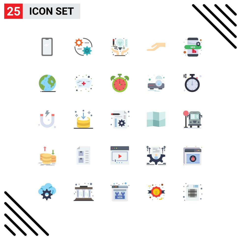 Modern Set of 25 Flat Colors Pictograph of marketing hand setting alms creative Editable Vector Design Elements