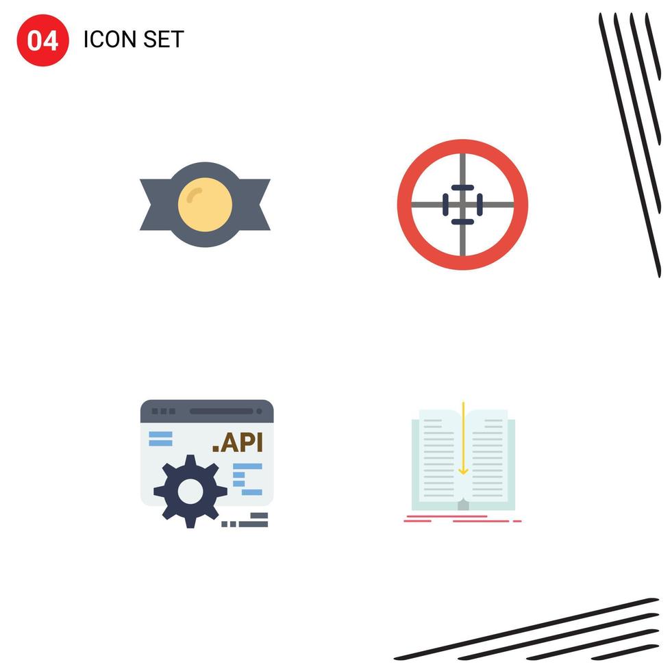 Pack of 4 Modern Flat Icons Signs and Symbols for Web Print Media such as bonbon api concept army soldier application Editable Vector Design Elements