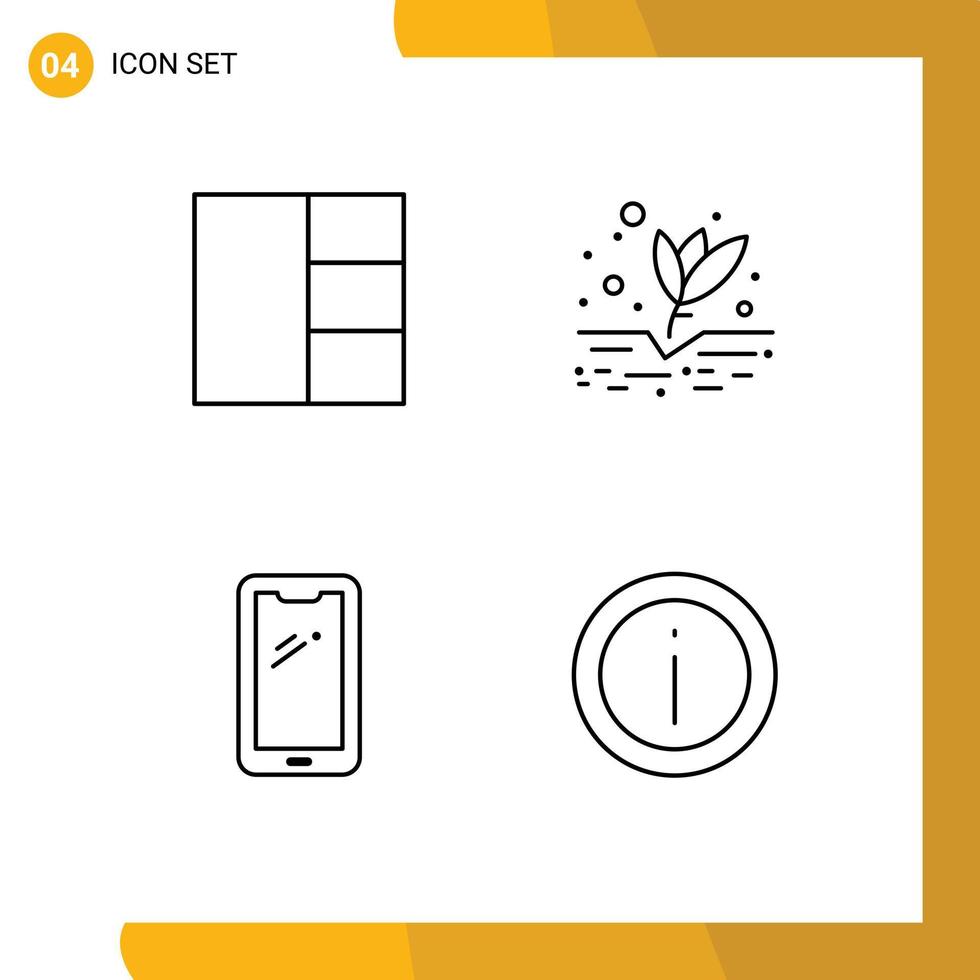 User Interface Pack of 4 Basic Filledline Flat Colors of grid android cultivation phone help Editable Vector Design Elements