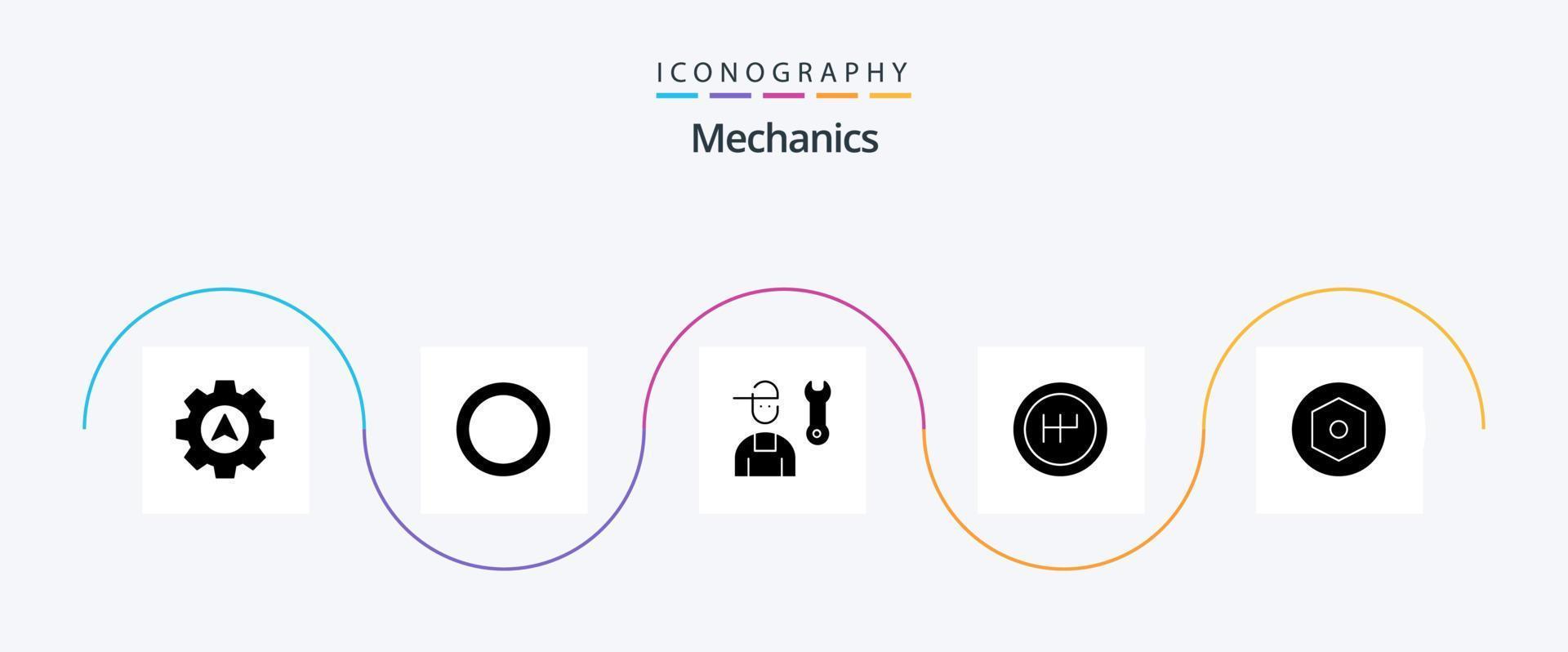 Mechanics Glyph 5 Icon Pack Including . screw. mechanic. nut. mechanics vector
