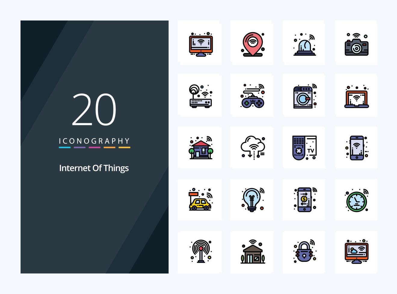 20 Internet Of Things line Filled icon for presentation vector