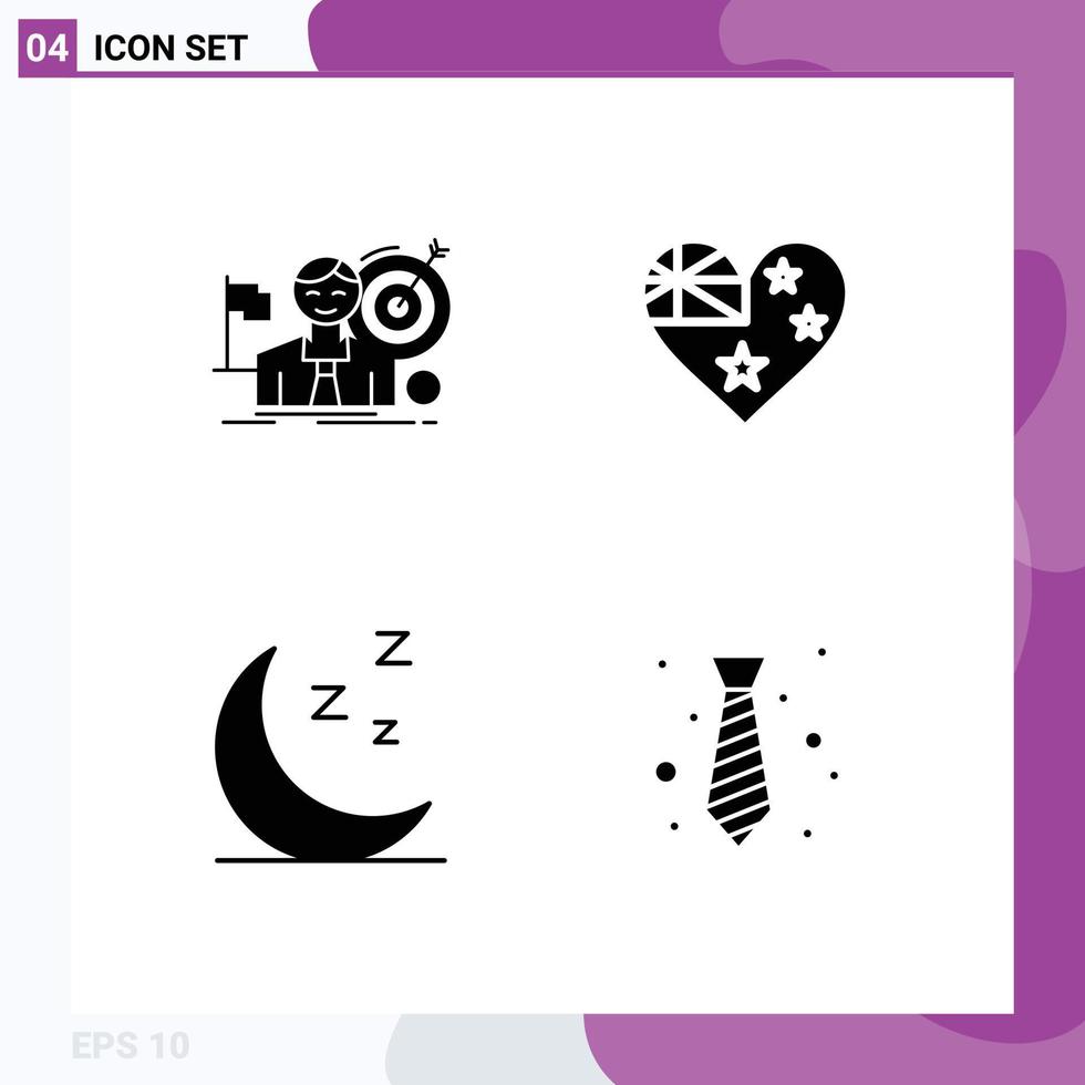 Pictogram Set of 4 Simple Solid Glyphs of business moon market country nature Editable Vector Design Elements