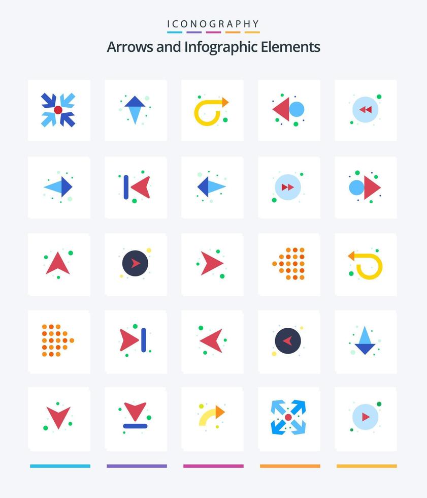 Creative Arrow 25 Flat icon pack  Such As forward. right. repeat. direction. rewind vector