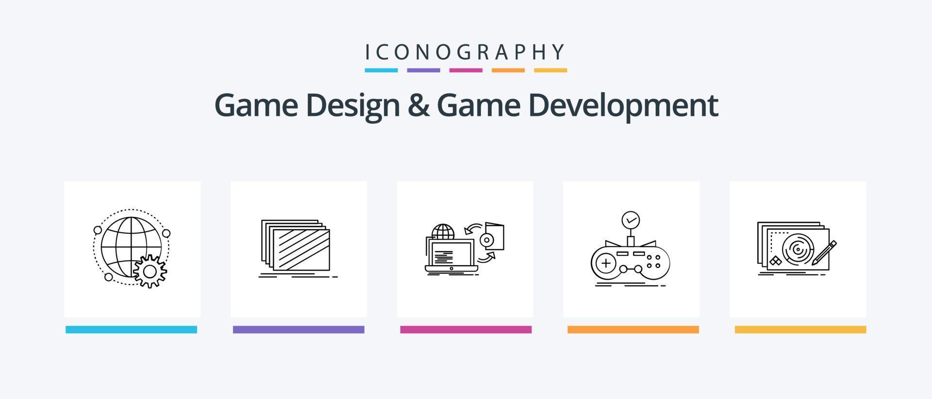 Game Design And Game Development Line 5 Icon Pack Including early. access. story. textures. layout. Creative Icons Design vector