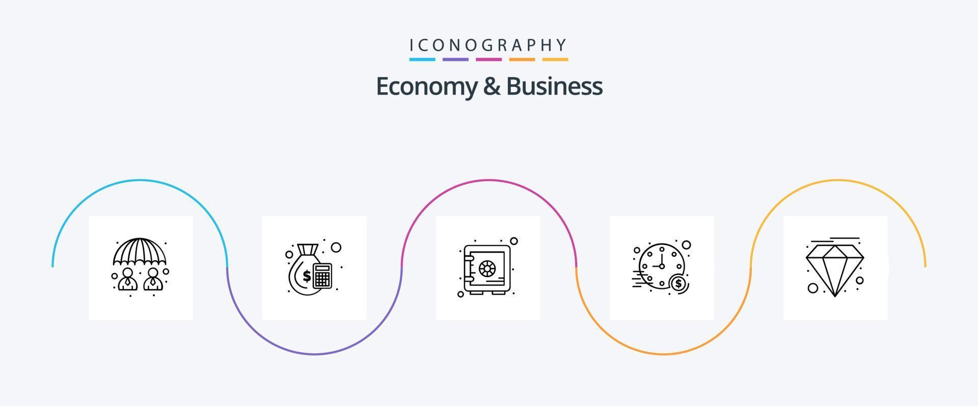 Economy And Business Line 5 Icon Pack Including premium. deposit. time. investment vector