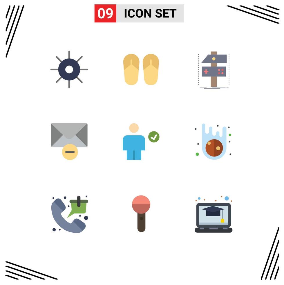 9 iconos creativos signos y símbolos modernos de cheque avatar craft mensaje eliminar elementos de diseño vectorial editables vector