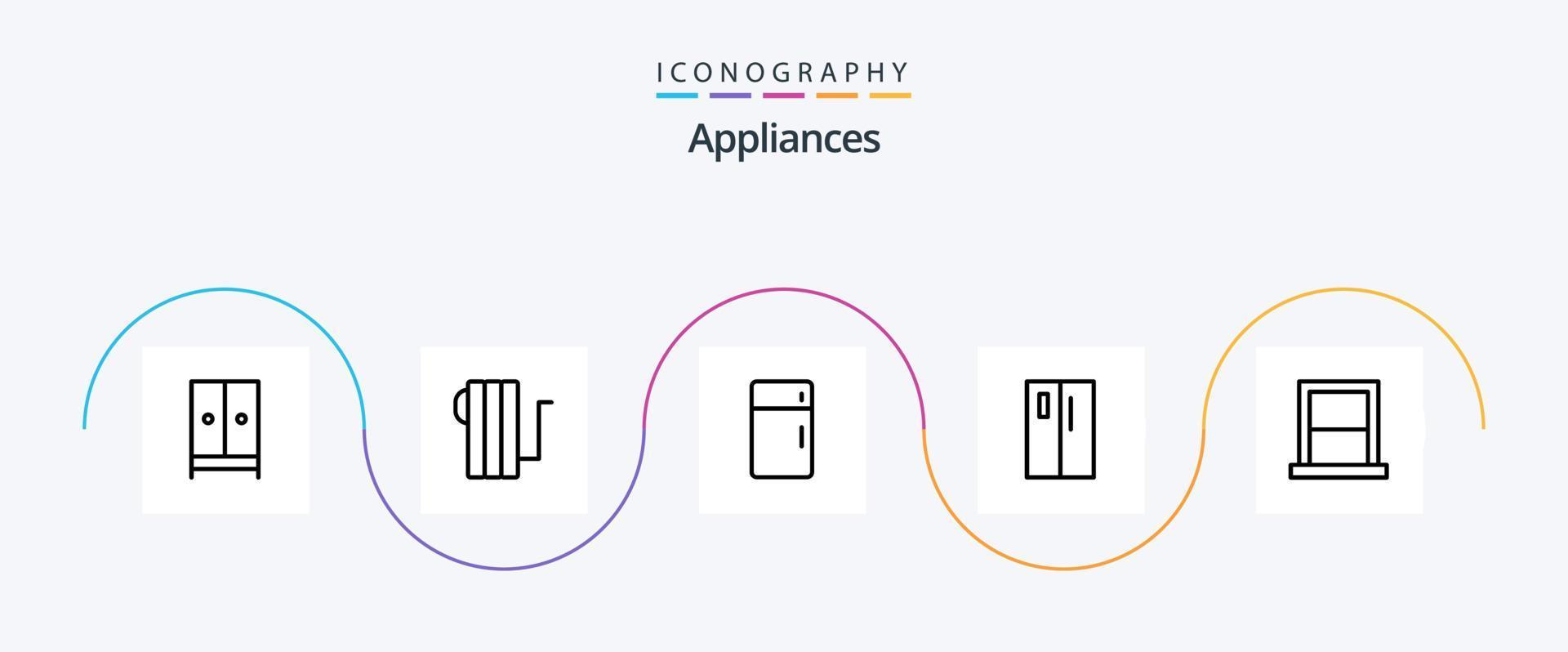 Appliances Line 5 Icon Pack Including refrigerator. by. heater. appliances. home vector