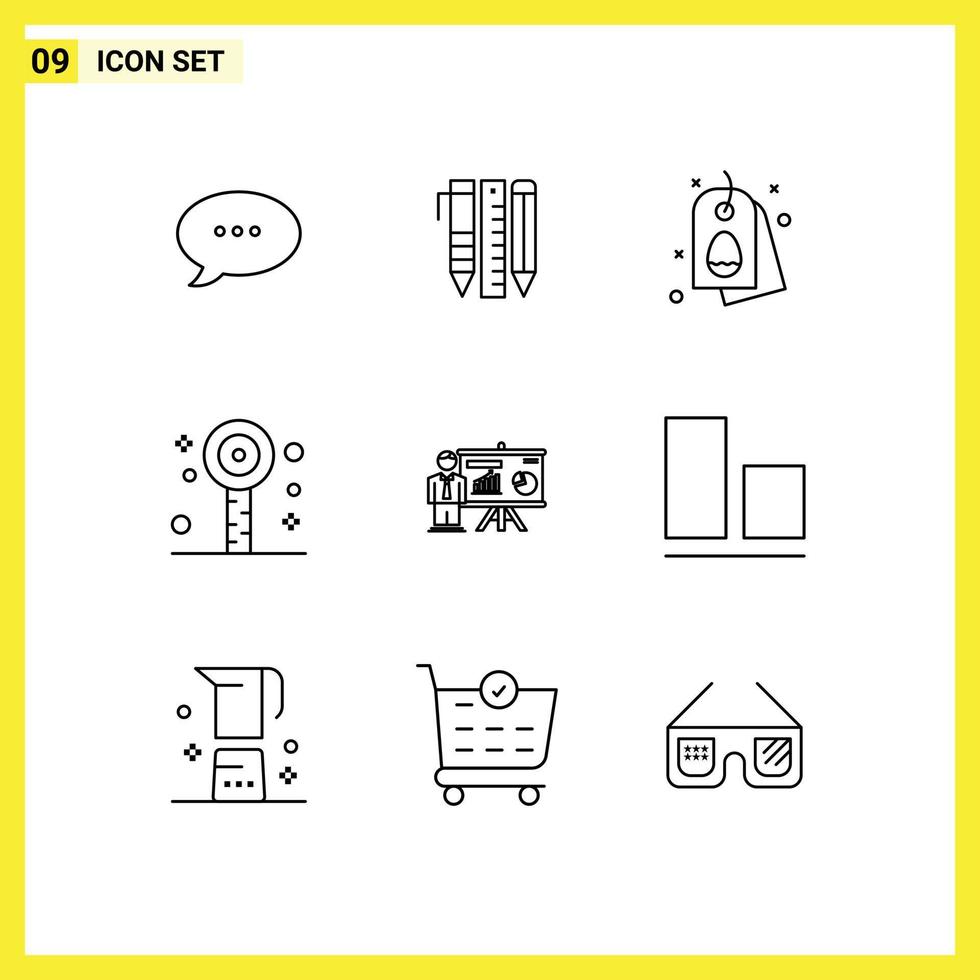 9 Outline concept for Websites Mobile and Apps office summer tag party fun Editable Vector Design Elements