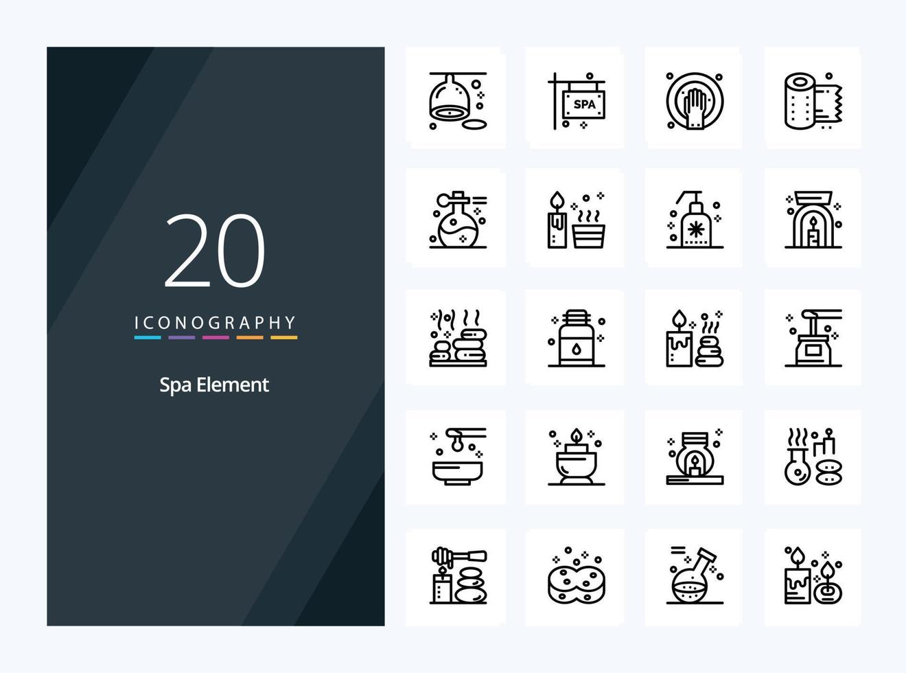 20 Spa Element Outline icon for presentation vector