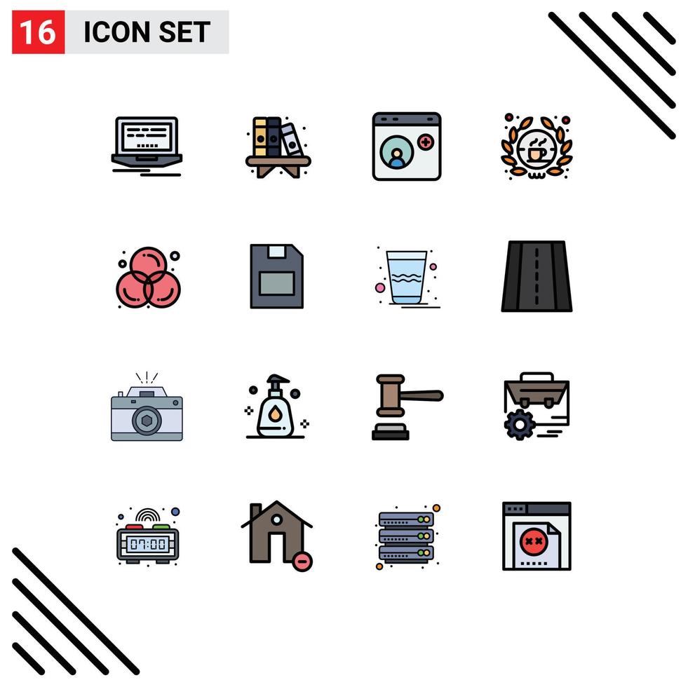 Set of 16 Modern UI Icons Symbols Signs for circle sign contact shop barista Editable Creative Vector Design Elements