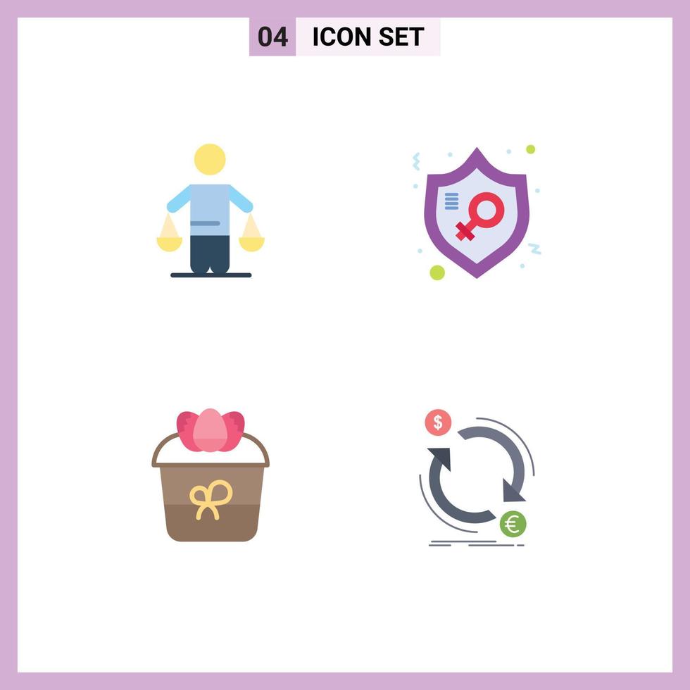 Universal Icon Symbols Group of 4 Modern Flat Icons of patent woman judgment justice decoration Editable Vector Design Elements