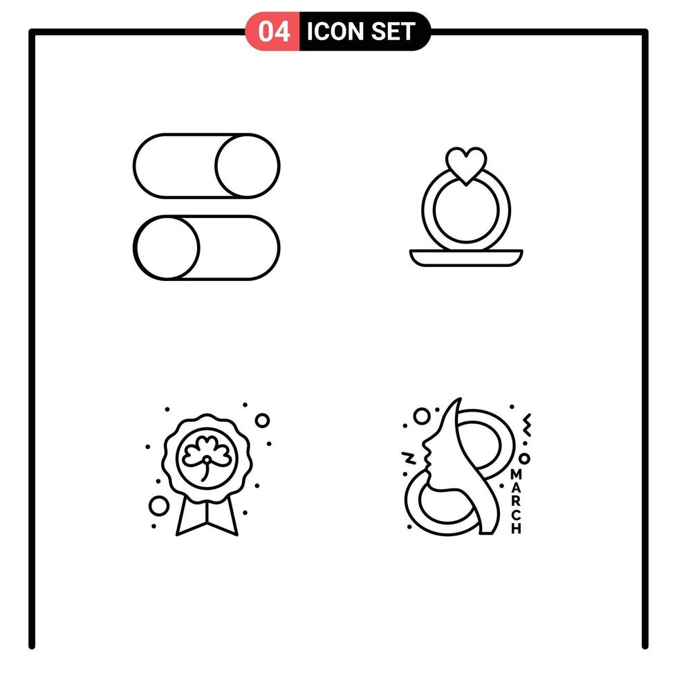 Pictogram Set of 4 Simple Filledline Flat Colors of ellipsis leaf radio heart saint Editable Vector Design Elements