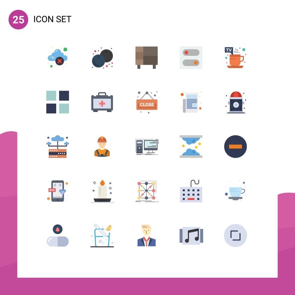 grupo de 25 signos y símbolos de colores planos para elementos de diseño de vectores editables en rack de interruptores de dispositivos de conmutación en caliente