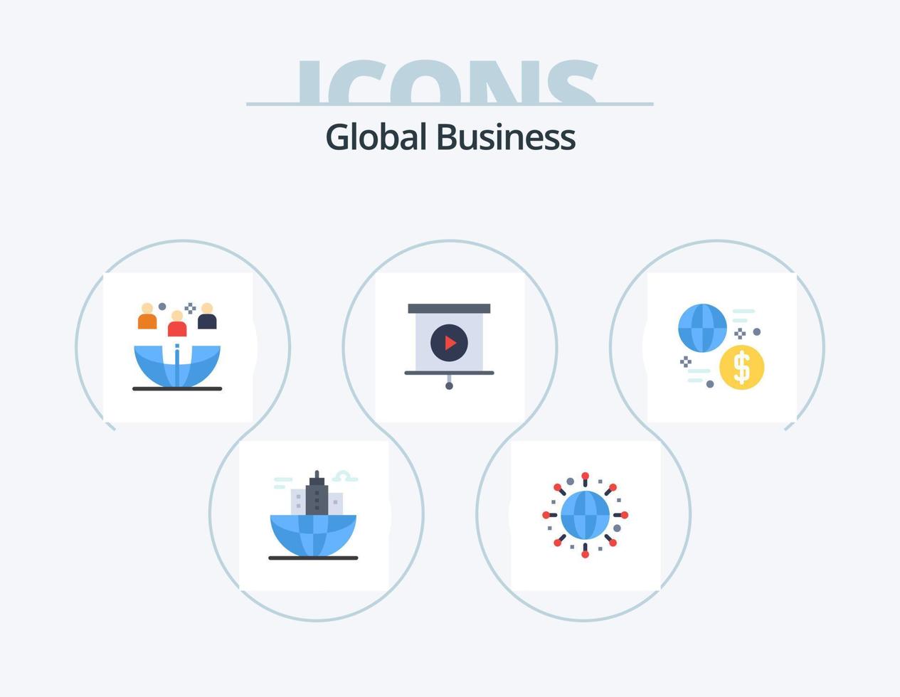 Global Business Flat Icon Pack 5 Icon Design. exchange. presentation. freelance. business. outsourcing vector