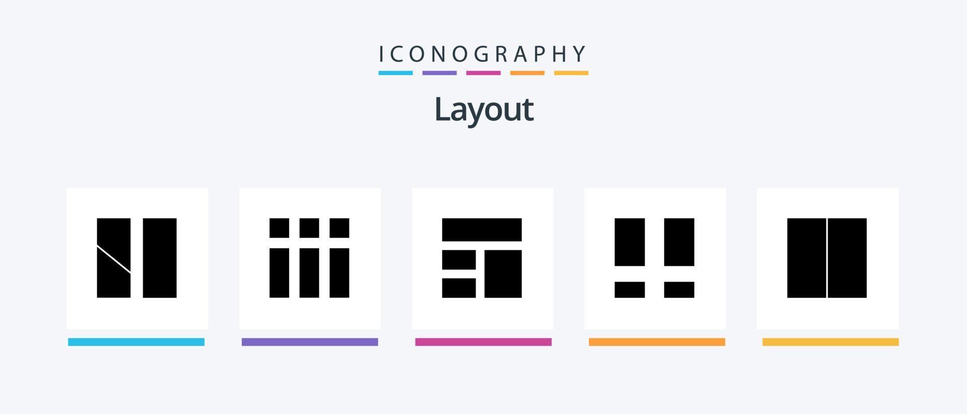 Layout Glyph 5 Icon Pack Including . workspace. collage. layout. grid. Creative Icons Design vector