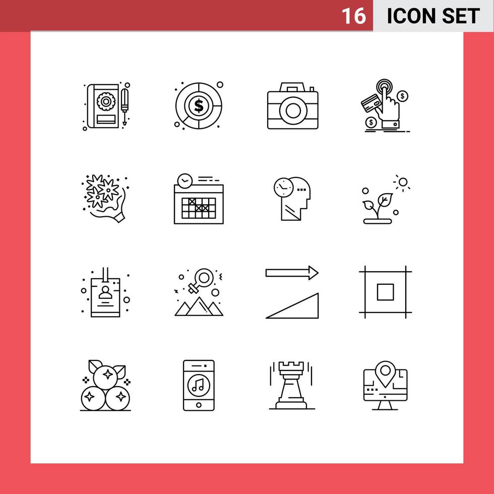 16 Thematic Vector Outlines and Editable Symbols of birthday payment