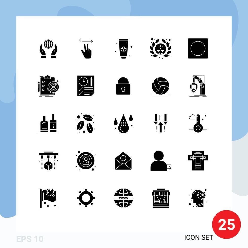 25 Universal Solid Glyph Signs Symbols of goals layout lotus frame star Editable Vector Design Elements