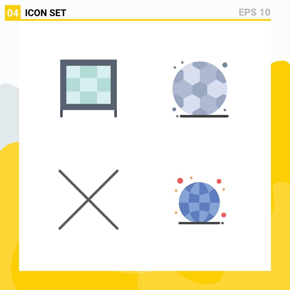 Pictogram Set of 4 Simple Flat Icons of bookcase globe education close live Editable Vector Design Elements