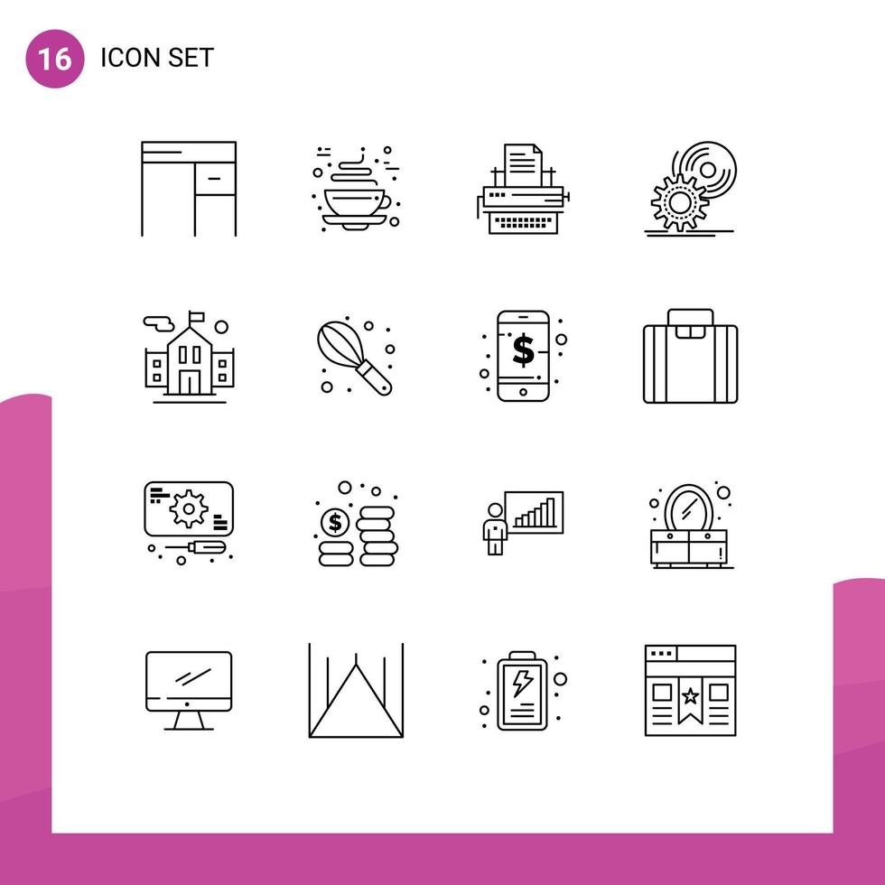 Set of 16 Vector Outlines on Grid for dvd install typewriter disc paper Editable Vector Design Elements
