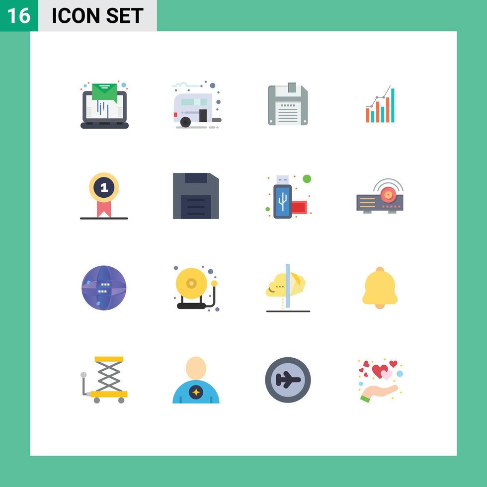 16 iconos creativos signos y símbolos modernos de tendencias marketing diagrama de disquete análisis paquete editable de elementos de diseño de vectores creativos