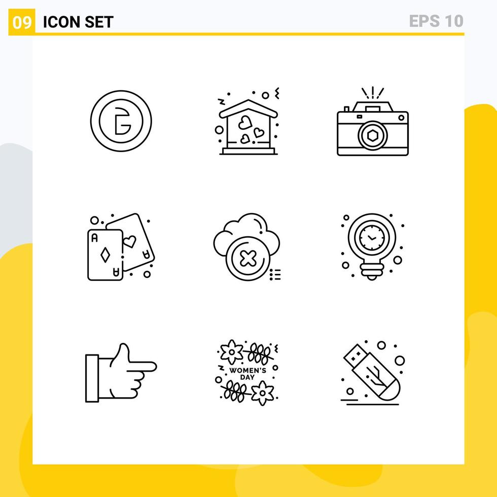 9 Creative Icons Modern Signs and Symbols of play fun move cards photo Editable Vector Design Elements