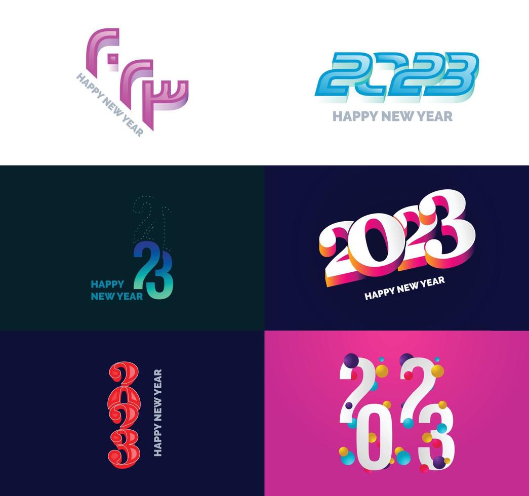 Big Set of 2023 Happy New Year logo text design 2023 number design template vector