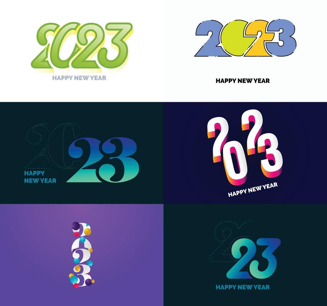Big Collection of 2023 Happy New Year symbols Cover of business diary for 2023 with wishes vector